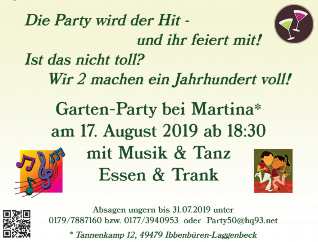 Einladung 50. Geburtstag - Rückseite